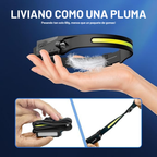 Linterna frontal recargable y ultraliviana con sensor de movimiento